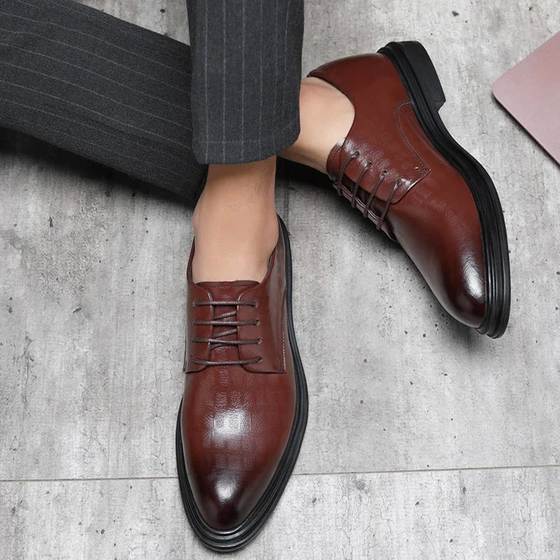 Sapato Social Luxalt - Aumenta Altura 6cm 'Brown'
