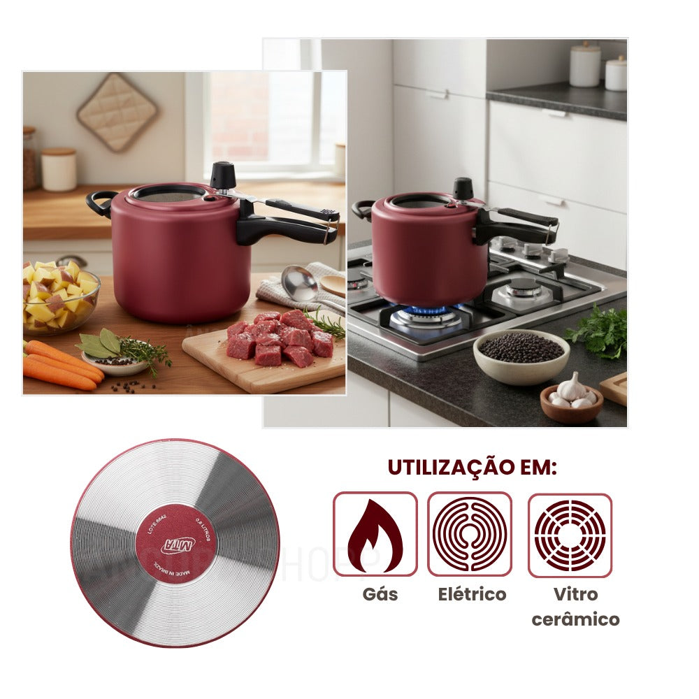 Panela de Pressão 4,5L Antiaderente Com Visor Superior Grande MTA Grafite/Cereja/Baunilha